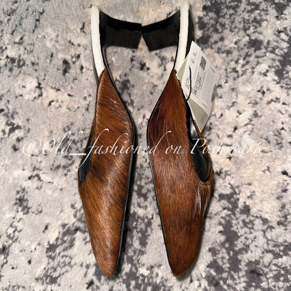 MANGO Leather Cow Print Mules - Picture 11 of 13